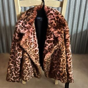 Leopard print fur coat
